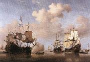 VELDE, Willem van de, the Younger Calm: Dutch Ships Coming to Anchor  wt china oil painting reproduction